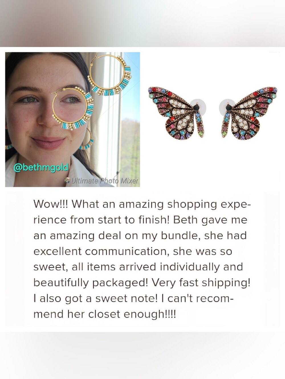 Butterfly Wings Rhinestone Stud Earrings Pastel Multi-color - Picture 6 of 17